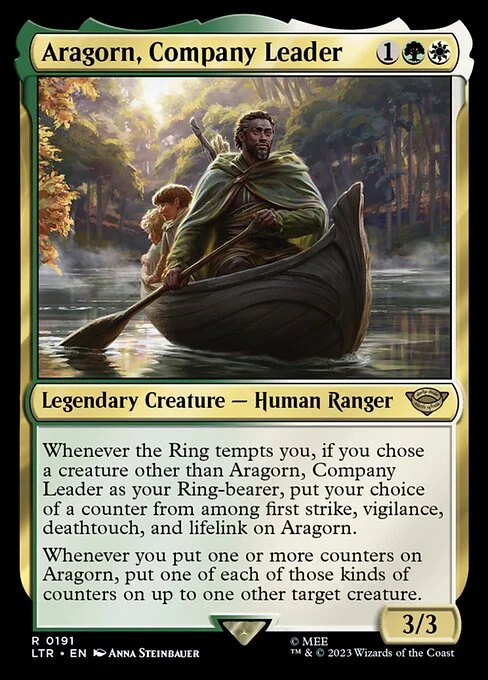 Aragorn, Company Leader, carta Magic di tipo Legendary Creature — Human Ranger illustrata da Anna Steinbauer