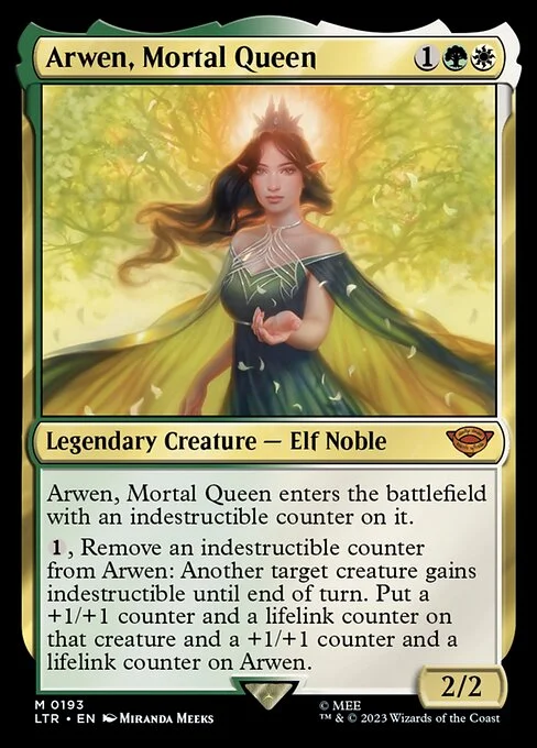 Arwen, Mortal Queen, carta Magic di tipo Legendary Creature — Elf Noble illustrata da Miranda Meeks