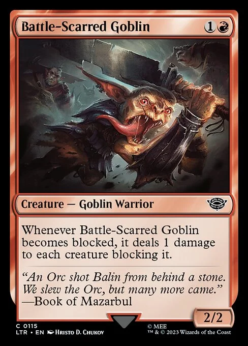 Battle-Scarred Goblin, carta Magic di tipo Creature — Goblin Warrior illustrata da Hristo D. Chukov