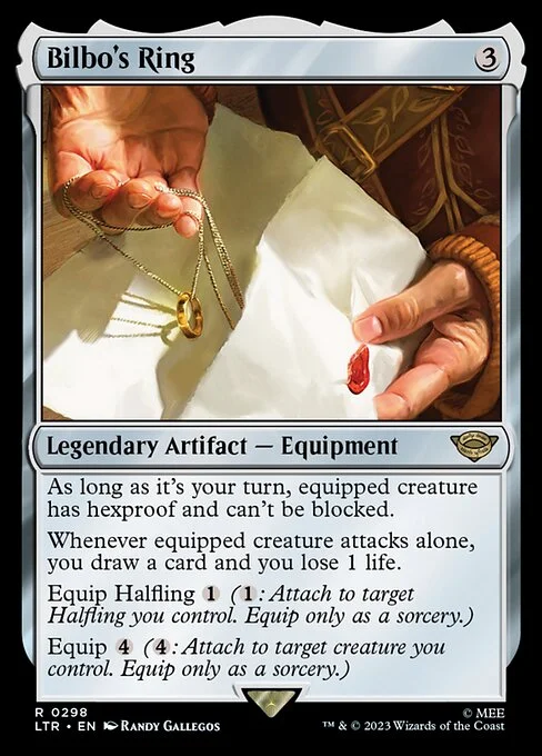 Bilbo's Ring, carta Magic di tipo Legendary Artifact — Equipment illustrata da Randy Gallegos