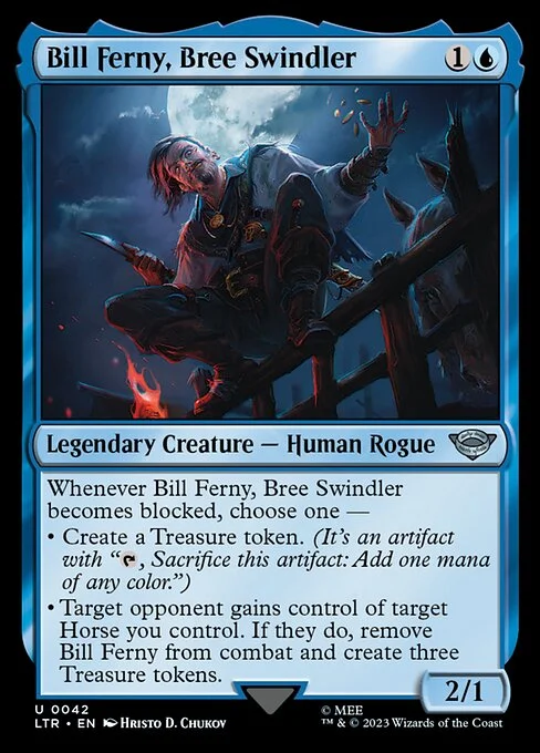 Bill Ferny, Bree Swindler, carta Magic di tipo Legendary Creature — Human Rogue illustrata da Hristo D. Chukov
