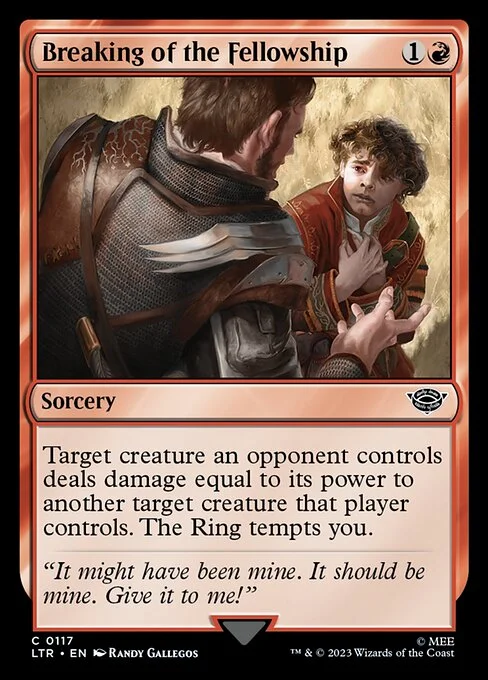 Breaking of the Fellowship, carta Magic di tipo Sorcery illustrata da Randy Gallegos