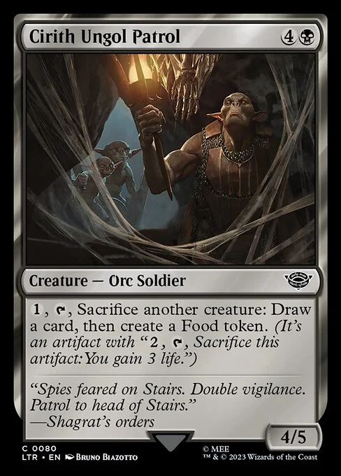 Cirith Ungol Patrol, carta Magic di tipo Creature — Orc Soldier illustrata da Bruno Biazotto