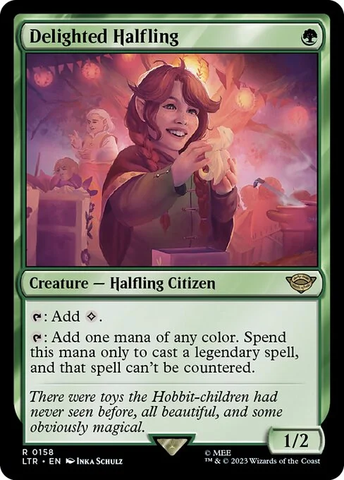 Delighted Halfling, carta Magic di tipo Creature — Halfling Citizen illustrata da Inka Schulz