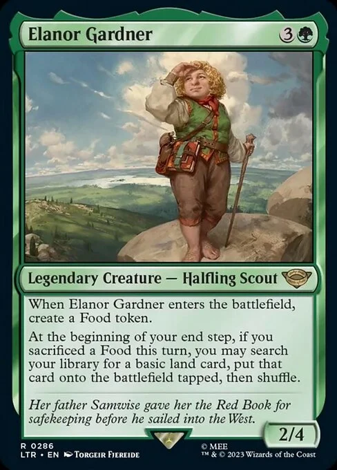 Elanor Gardner, carta Magic di tipo Legendary Creature — Halfling Scout illustrata da Torgeir Fjereide