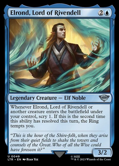 Elrond, Lord of Rivendell, carta Magic di tipo Legendary Creature — Elf Noble illustrata da Ryan Yee