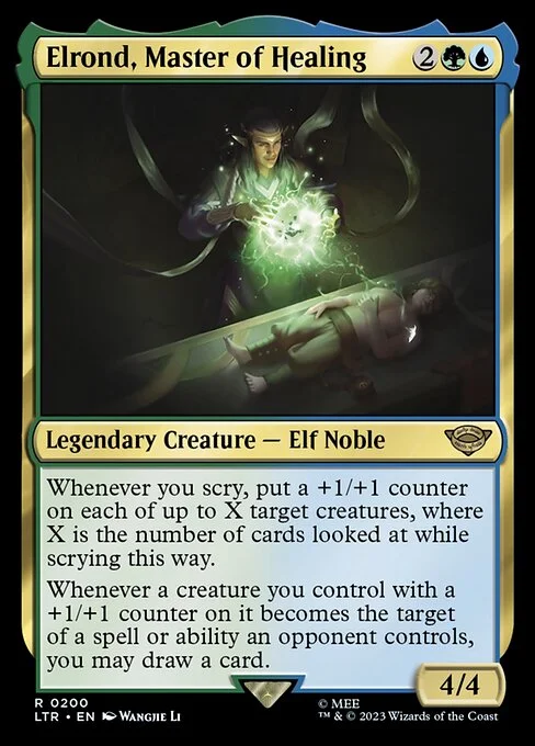 Elrond, Master of Healing, carta Magic di tipo Legendary Creature — Elf Noble illustrata da Wangjie Li