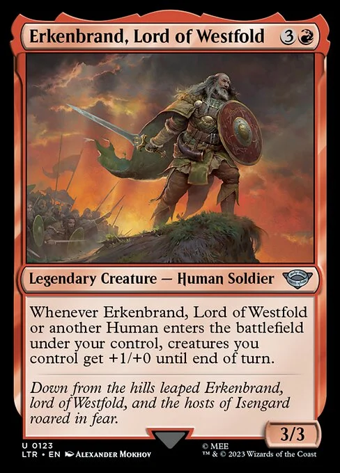 Erkenbrand, Lord of Westfold, carta Magic di tipo Legendary Creature — Human Soldier illustrata da Alexander Mokhov