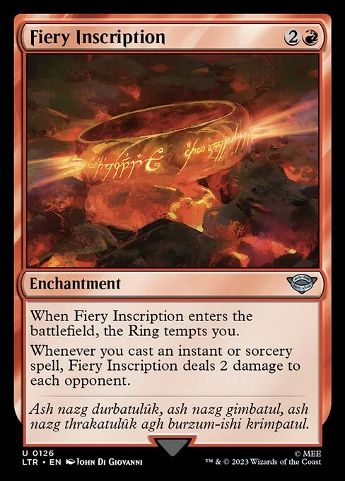 Fiery Inscription, carta Magic di tipo Enchantment illustrata da John Di Giovanni
