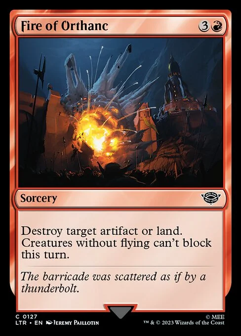 Fire of Orthanc, carta Magic di tipo Sorcery illustrata da Jeremy Paillotin