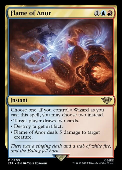 Flame of Anor, carta Magic di tipo Instant illustrata da Yigit Koroglu