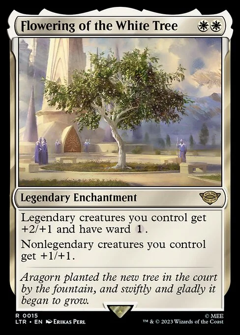 Flowering of the White Tree, carta Magic di tipo Legendary Enchantment illustrata da Erikas Perl