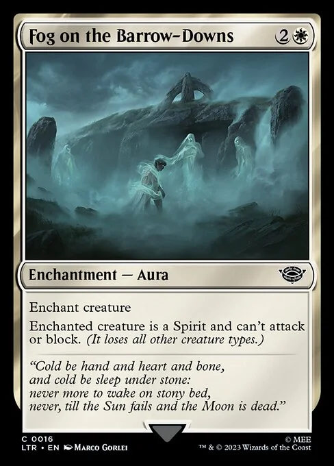 Fog on the Barrow-Downs, carta Magic di tipo Enchantment — Aura illustrata da Marco Gorlei