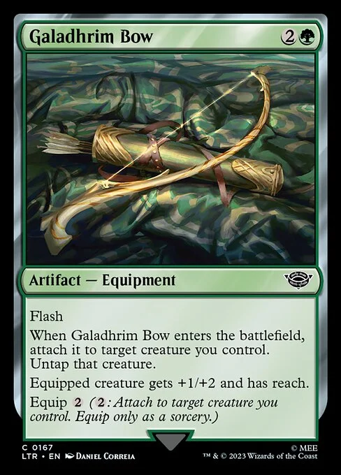 Galadhrim Bow, carta Magic di tipo Artifact — Equipment illustrata da Daniel Correia