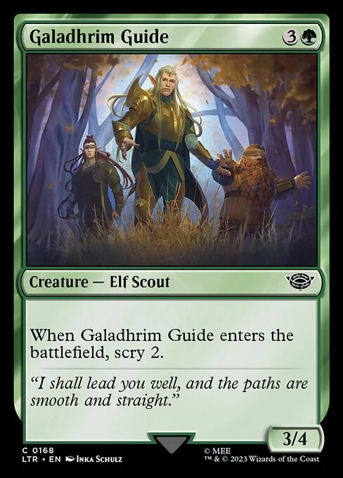 Galadhrim Guide, carta Magic di tipo Creature — Elf Scout illustrata da Inka Schulz