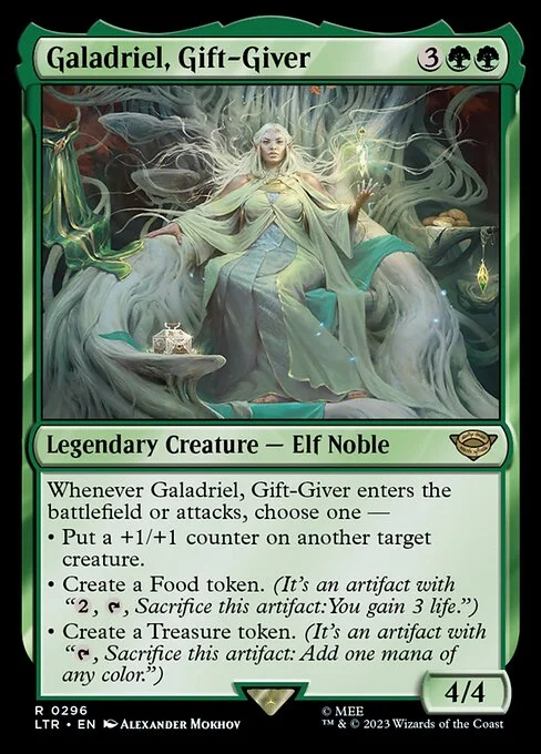 Galadriel, Gift-Giver, carta Magic di tipo Legendary Creature — Elf Noble illustrata da Alexander Mokhov