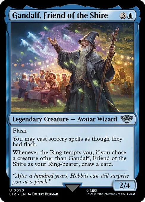 Gandalf, Friend of the Shire, carta Magic di tipo Legendary Creature — Avatar Wizard illustrata da Dmitry Burmak
