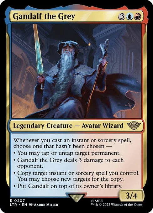 Gandalf the Grey, carta Magic di tipo Legendary Creature — Avatar Wizard illustrata da Aaron Miller