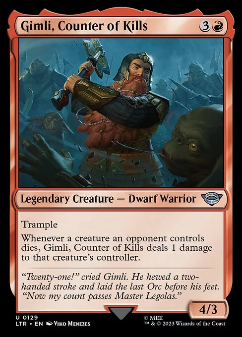 Gimli, Counter of Kills, carta Magic di tipo Legendary Creature — Dwarf Warrior illustrata da Viko Menezes