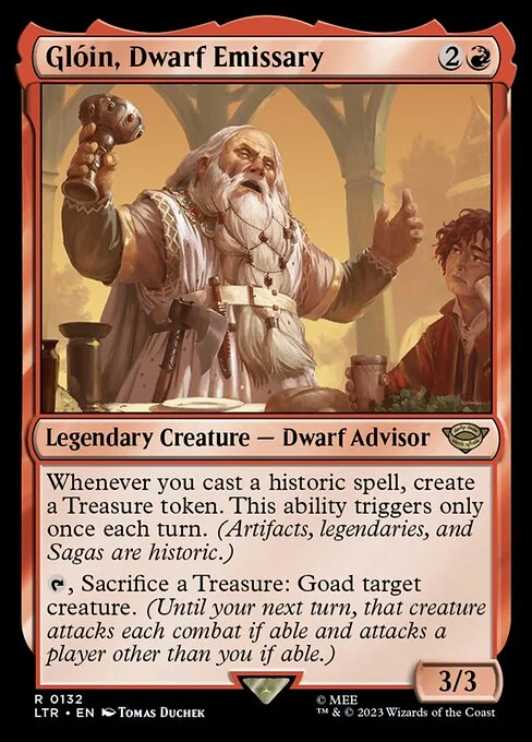 Glóin, Dwarf Emissary, carta Magic di tipo Legendary Creature — Dwarf Advisor illustrata da Tomas Duchek