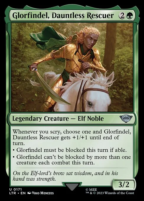 Glorfindel, Dauntless Rescuer, carta Magic di tipo Legendary Creature — Elf Noble illustrata da Viko Menezes