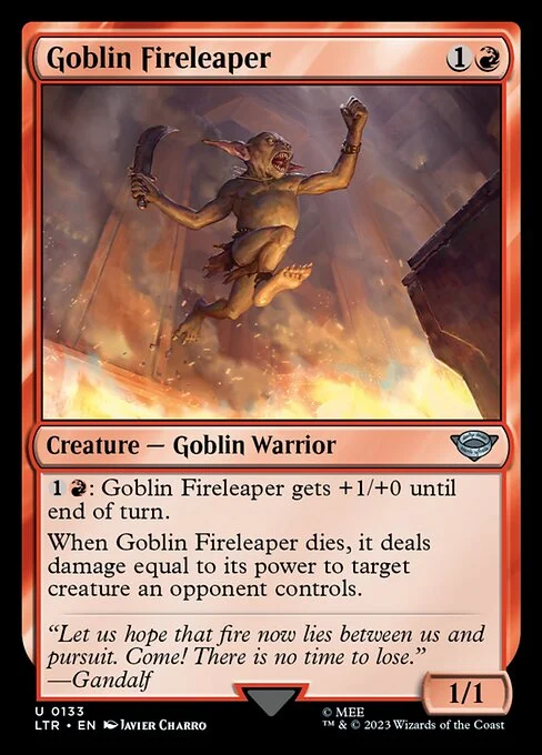 Goblin Fireleaper, carta Magic di tipo Creature — Goblin Warrior illustrata da Javier Charro