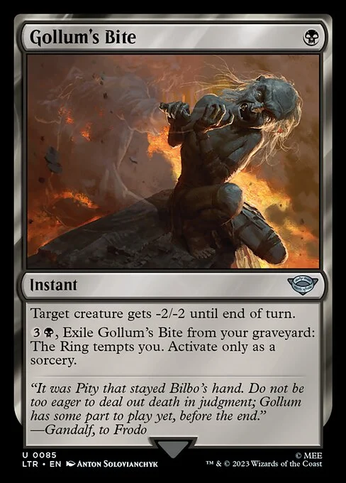 Gollum's Bite, carta Magic di tipo Instant illustrata da Anton Solovianchyk