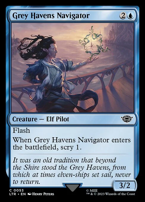 Grey Havens Navigator, carta Magic di tipo Creature — Elf Pilot illustrata da Henry Peters