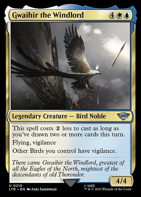 Gwaihir the Windlord, carta Magic di tipo Legendary Creature — Bird Noble illustrata da Axel Sauerwald