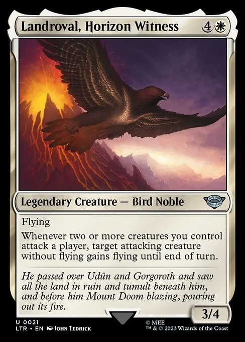 Landroval, Horizon Witness, carta Magic di tipo Legendary Creature — Bird Noble illustrata da John Tedrick