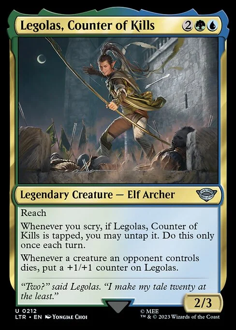 Legolas, Counter of Kills, carta Magic di tipo Legendary Creature — Elf Archer illustrata da Yongjae Choi