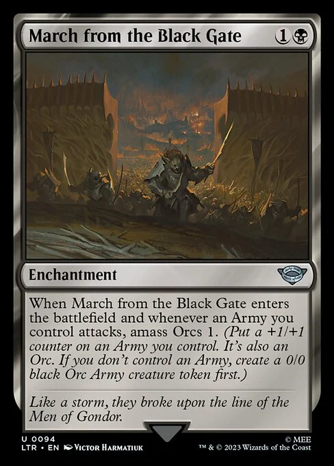 March from the Black Gate, carta Magic di tipo Enchantment illustrata da Victor Harmatiuk