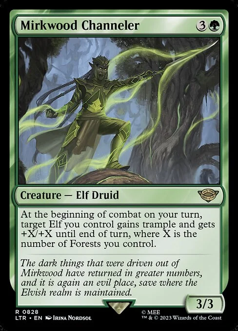 Mirkwood Channeler, carta Magic di tipo Creature — Elf Druid illustrata da Irina Nordsol