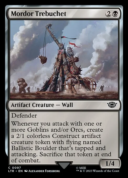 Mordor Trebuchet, carta Magic di tipo Artifact Creature — Wall illustrata da Alexander Forssberg