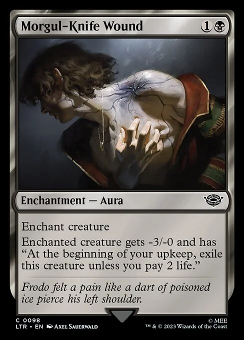 Morgul-Knife Wound, carta Magic di tipo Enchantment — Aura illustrata da Axel Sauerwald