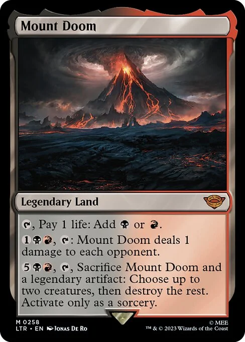 Mount Doom, carta Magic di tipo Legendary Land illustrata da Jonas De Ro