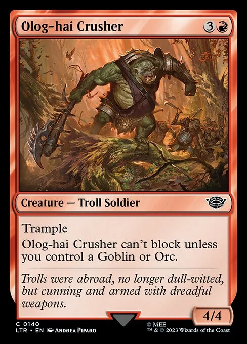 Olog-hai Crusher, carta Magic di tipo Creature — Troll Soldier illustrata da Andrea Piparo