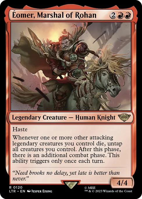 Éomer, Marshal of Rohan, carta Magic di tipo Legendary Creature — Human Knight illustrata da Jesper Ejsing