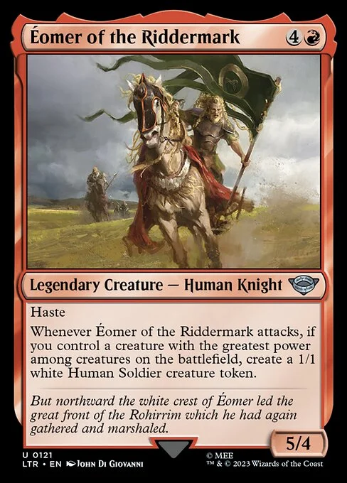 Éomer of the Riddermark, carta Magic di tipo Legendary Creature — Human Knight illustrata da John Di Giovanni