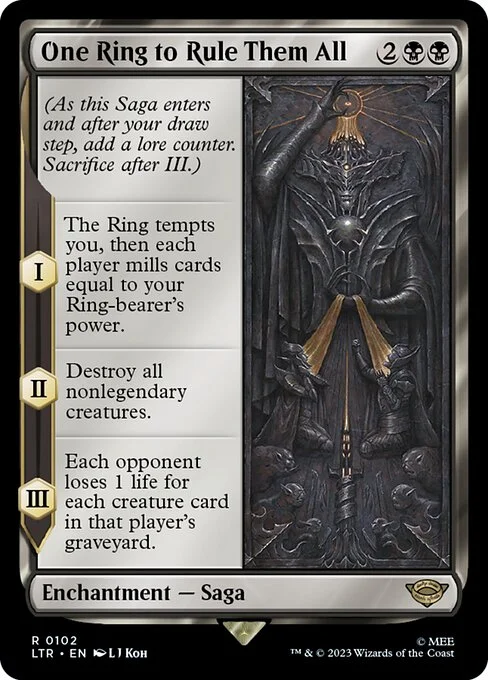 One Ring to Rule Them All, carta Magic di tipo Enchantment — Saga illustrata da L J Koh