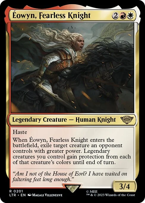 Éowyn, Fearless Knight, carta Magic di tipo Legendary Creature — Human Knight illustrata da Magali Villeneuve