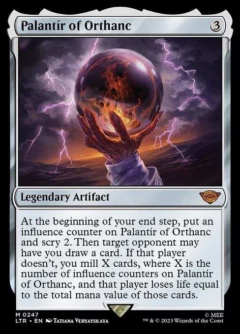 Palantír of Orthanc, carta Magic di tipo Legendary Artifact illustrata da Tatiana Veryayskaya