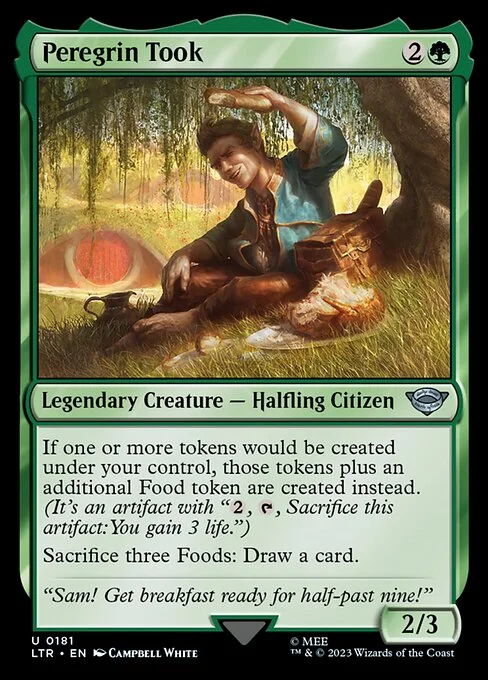 Peregrin Took, carta Magic di tipo Legendary Creature — Halfling Citizen illustrata da Campbell White