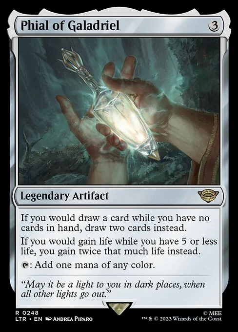 Phial of Galadriel, carta Magic di tipo Legendary Artifact illustrata da Andrea Piparo