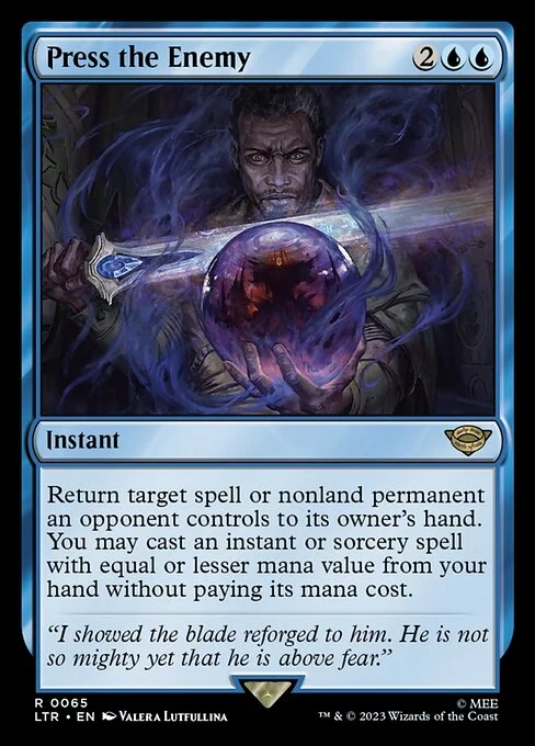 Press the Enemy, carta Magic di tipo Instant illustrata da Valera Lutfullina