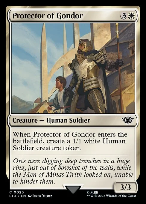 Protector of Gondor, carta Magic di tipo Creature — Human Soldier illustrata da Ilker Yildiz