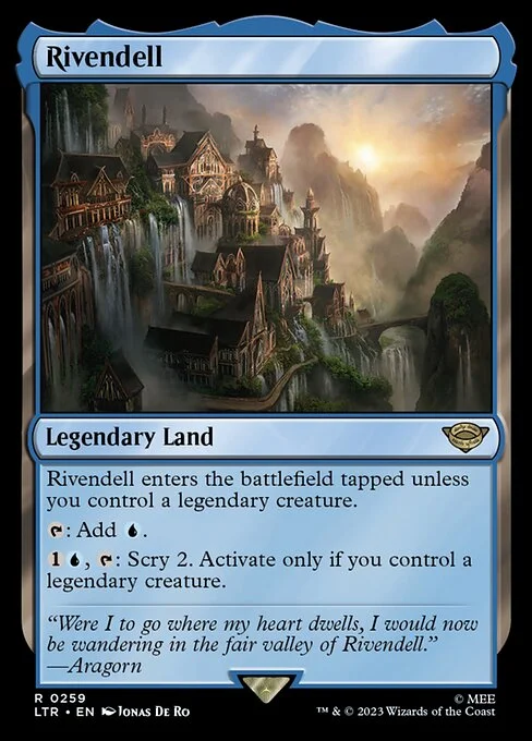 Rivendell, carta Magic di tipo Legendary Land illustrata da Jonas De Ro