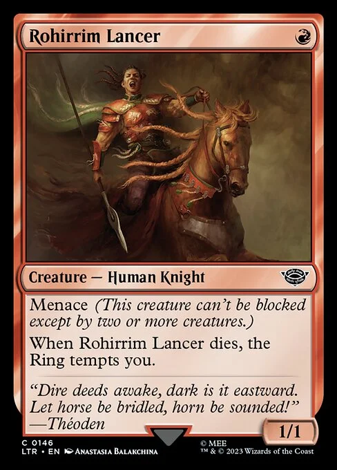 Rohirrim Lancer, carta Magic di tipo Creature — Human Knight illustrata da Anastasia Balakchina