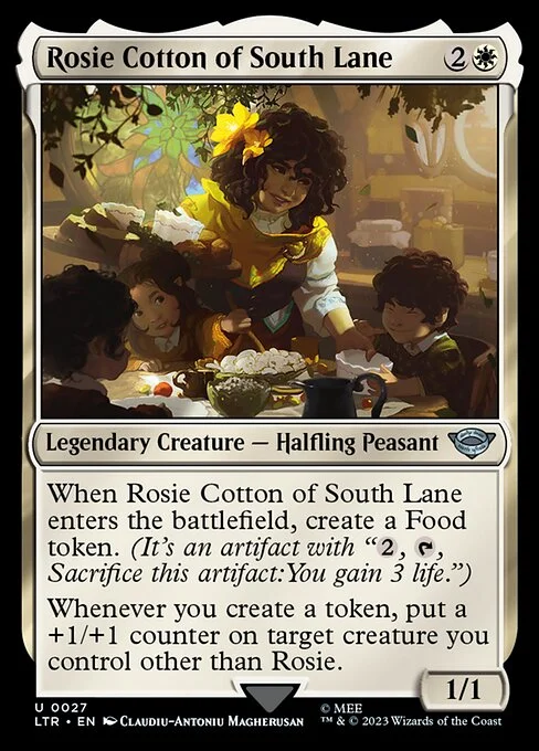 Rosie Cotton of South Lane, carta Magic di tipo Legendary Creature — Halfling Peasant illustrata da Claudiu-Antoniu Magherusan