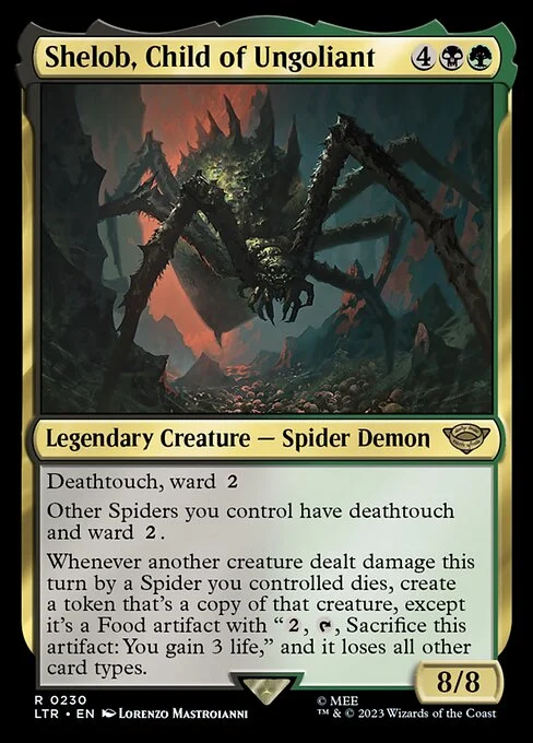 Shelob, Child of Ungoliant, carta Magic di tipo Legendary Creature — Spider Demon illustrata da Lorenzo Mastroianni